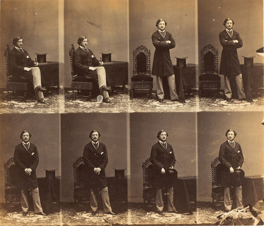 André Adolphe Eugène Disdéri - Colonel Farquarson en huit poses, deux assis et s...