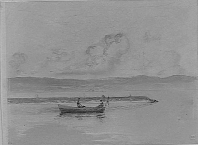 Charles Cottet - Marine, la jetée et la barque verte