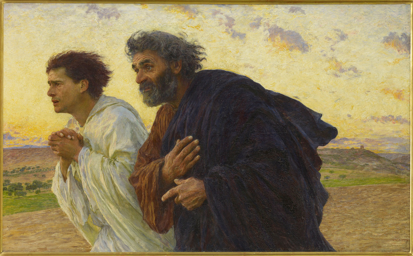 Eugène Burnand - Les Disciples Pierre et Jean courant au Sépulcre le matin de la...