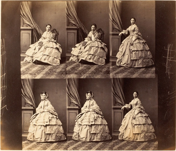 André Adolphe Eugène Disdéri - Mme Mansouroff en six poses, deux assise et quatr...