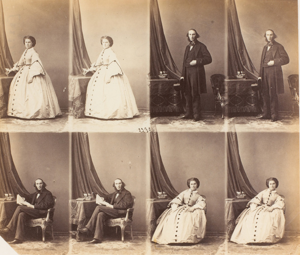 André Adolphe Eugène Disdéri - M. et Mme. Waley en huit poses, quatre madame, qu...