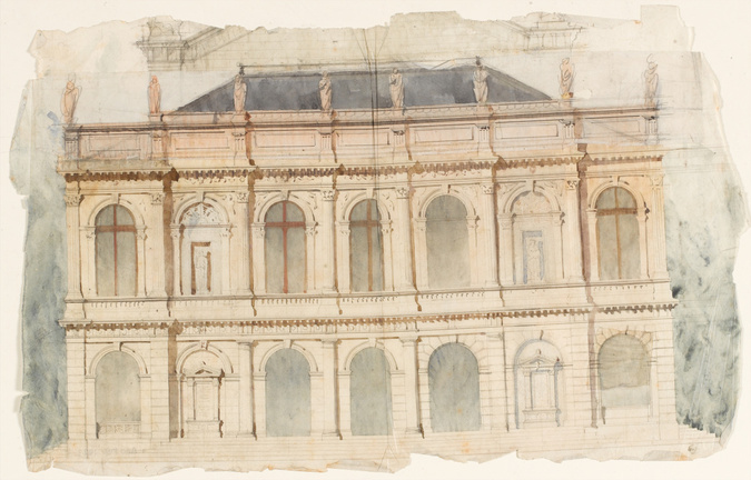 Alphonse Gosset - Un théâtre, élévation de la façade principale