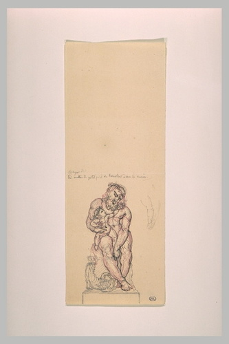 Eugène Guillaume - Silène tenant une coupe, entournat de son bras droit le jeune...
