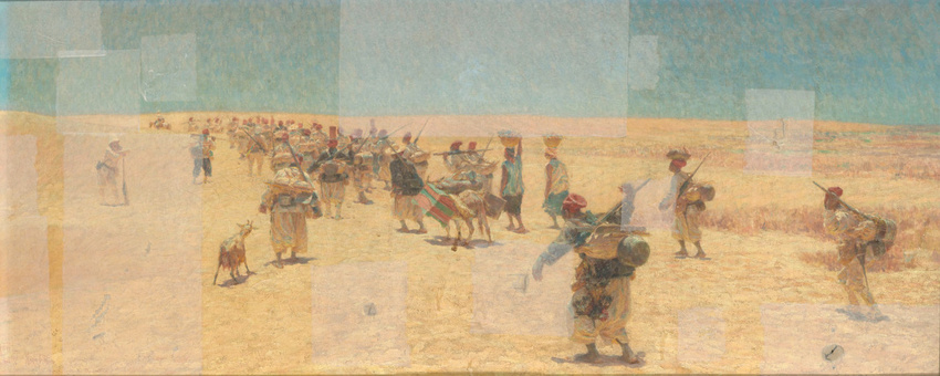 Marius Perret - Tirailleurs sénégalais en arrière-garde, campagne du Fouta, colo...