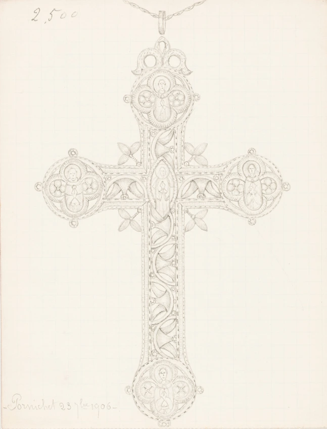 Enguerrand du Suau de la Croix - Croix à personnage de saint dans médaillon à ch...