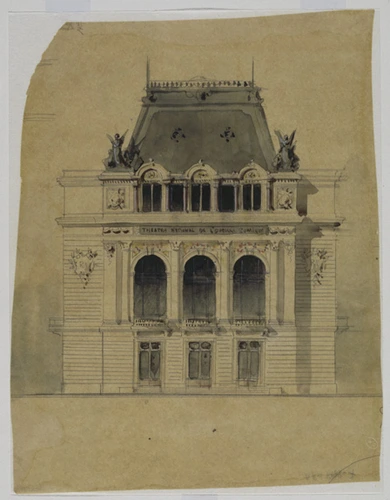 Alphonse Crépinet - Projet de l'Opéra comique, élévation principale