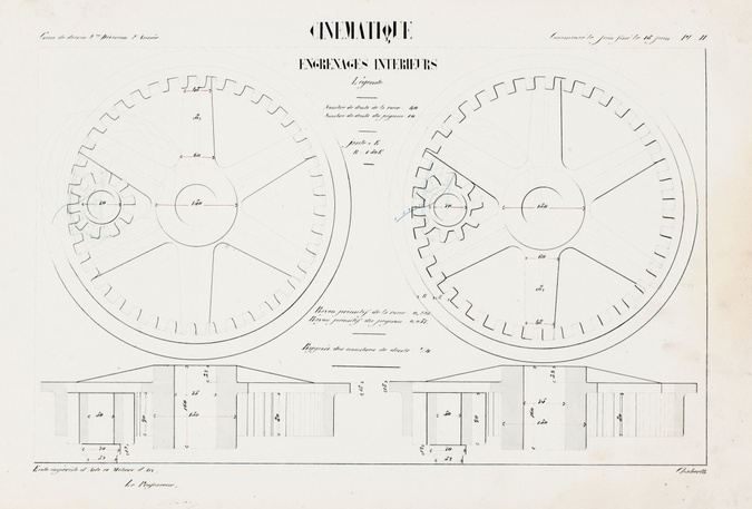 Eugène Chaberth - Cours de dessin 2ème division 2ème année. Cinématique. Engrena...