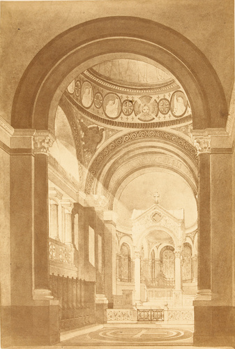 Delmaet & Durandelle - Dessin d'une vue vers le choeur de la chapelle des Dames ...