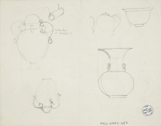 Auguste Delaherche - Modèles de vases (recto et verso)