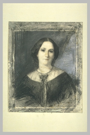 Gustave Ricard - Portrait de femme en buste de face, dit d'Ines de Castro