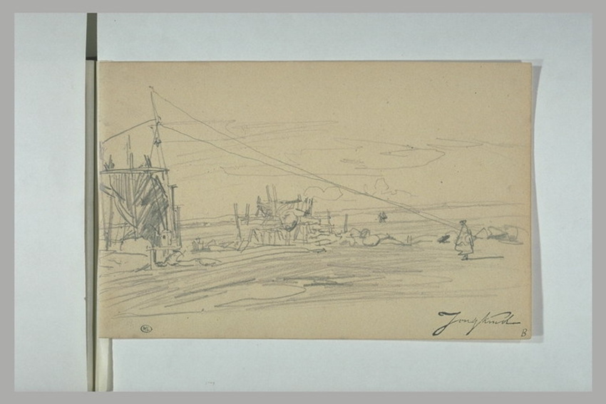 Johan Barthold Jongkind - Vaste plage avec des échaffaudages