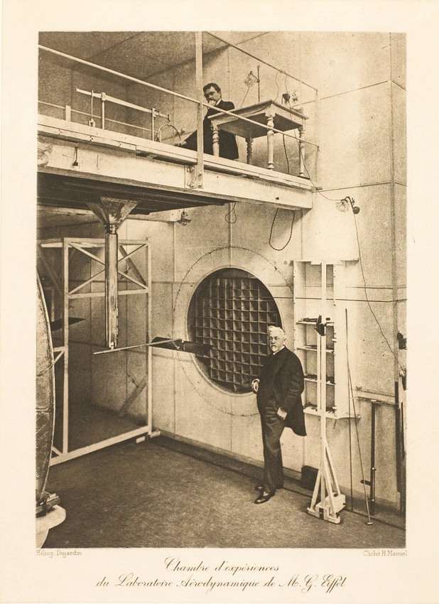 Henri Manuel - M. Rith et Mr Eiffel dans la chambre d'expérience du laboratoire ...