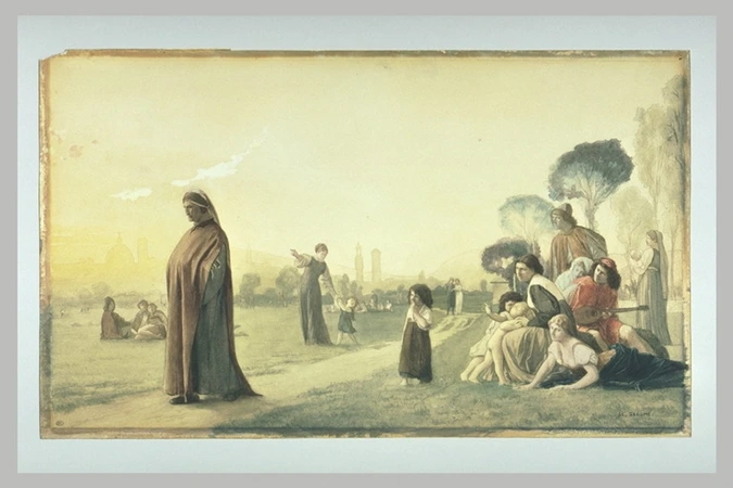 Jean-Léon Gérôme - Dante méditant dans le jardin des Cascine à Florence