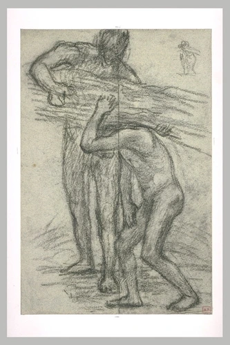 Pierre Puvis de Chavannes - Deux hommes nus, l'un chargeant un fagot sur l'épaul...