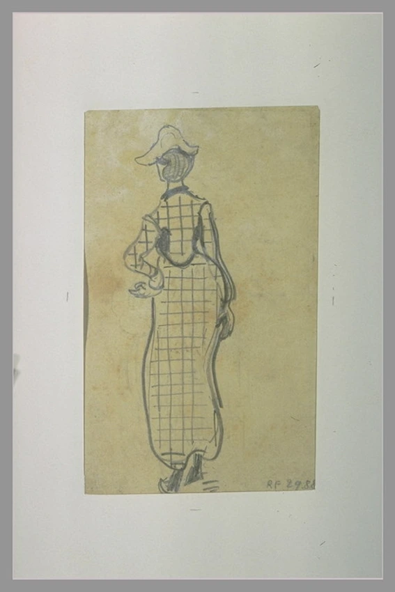 Vincent Van Gogh - Femme élégante, de dos, portant une robe à carreaux