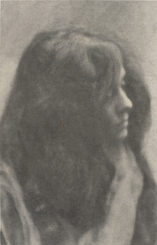 André Hachette - Tête de jeune femme aux longs cheveux bruns, profil gauche