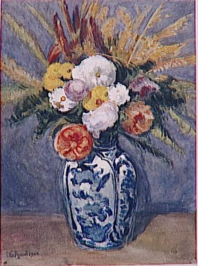 Paul Gachet - Bouquet de fleurs, dans un vase bleu et blanc