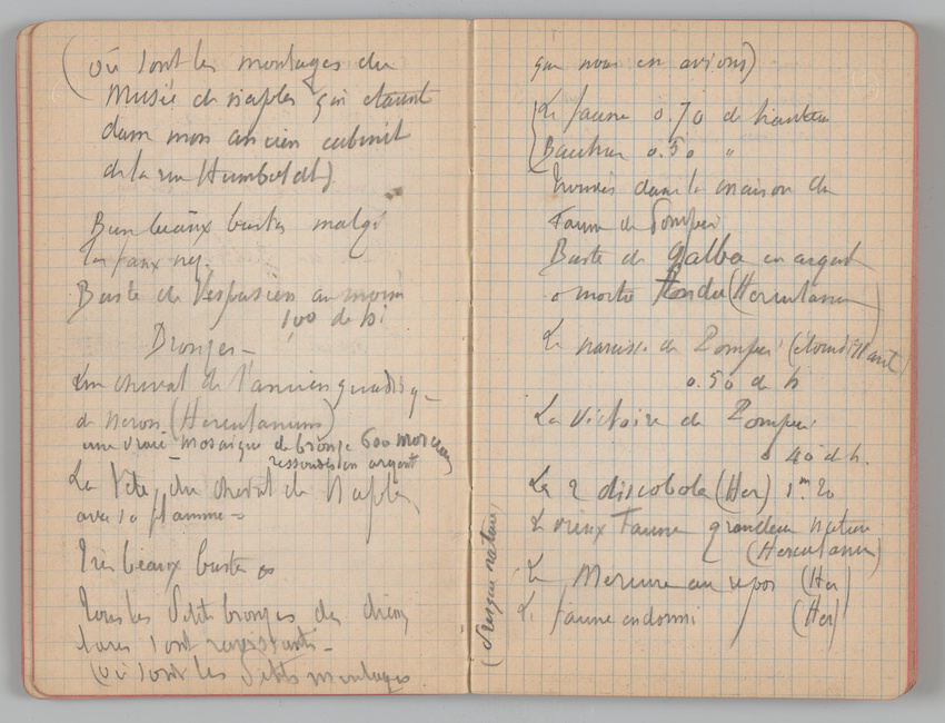 Charles-Justin Le Coeur - Carnet de notes concernant son voyage en Italie