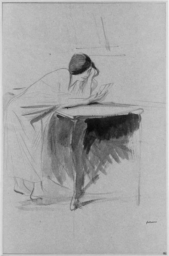 Jean-Louis Forain - Femme debout, lisant une lettre, penchée sur une table
