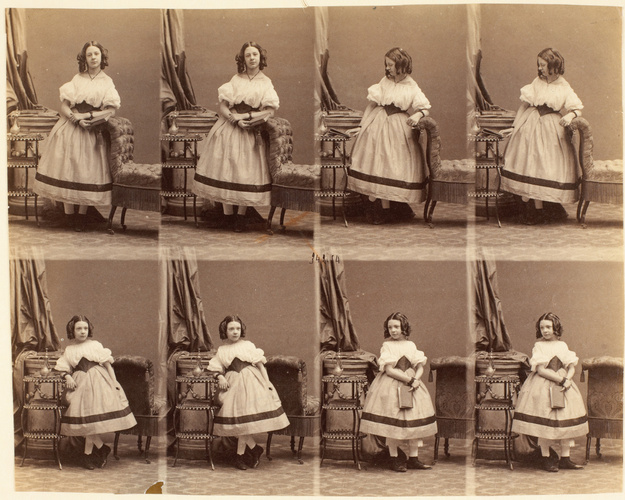 André Adolphe Eugène Disdéri - Mlles Heyenburg en huit poses, quatre jeune fille...
