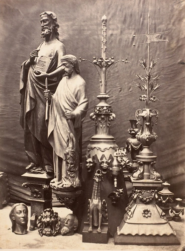 Charles Marville - Statues, poinçons, en plomb et cuivre martelé