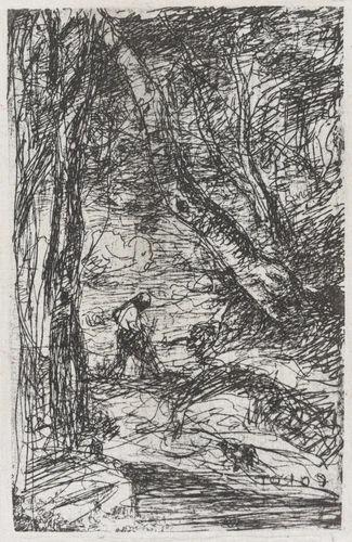 Charles Nègre - "Le bûcheron de Rembrandt", cliché-verre de Camille Corot