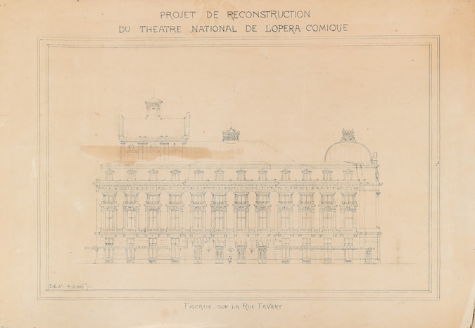 Alphonse Crépinet - Projet de reconstruction de l'Opéra Comique, façade latérale...