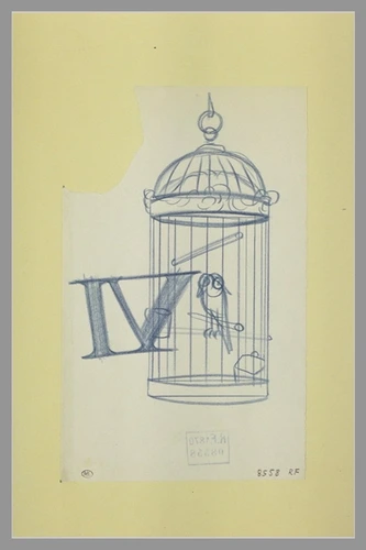 Caran d'Ache - Oiseau dans une cage ; le chiffre IV