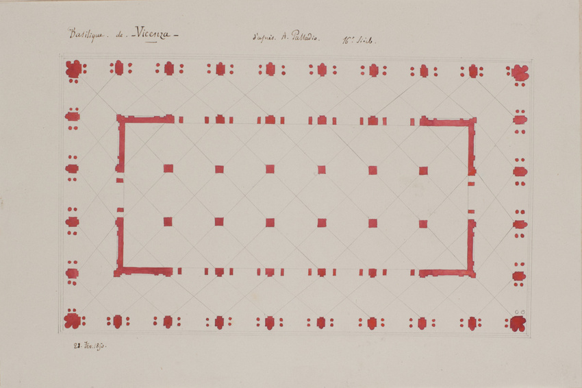 Edouard Villain - Plan de la basilique de Vicence, d’après Palladio, 16ème siècl...
