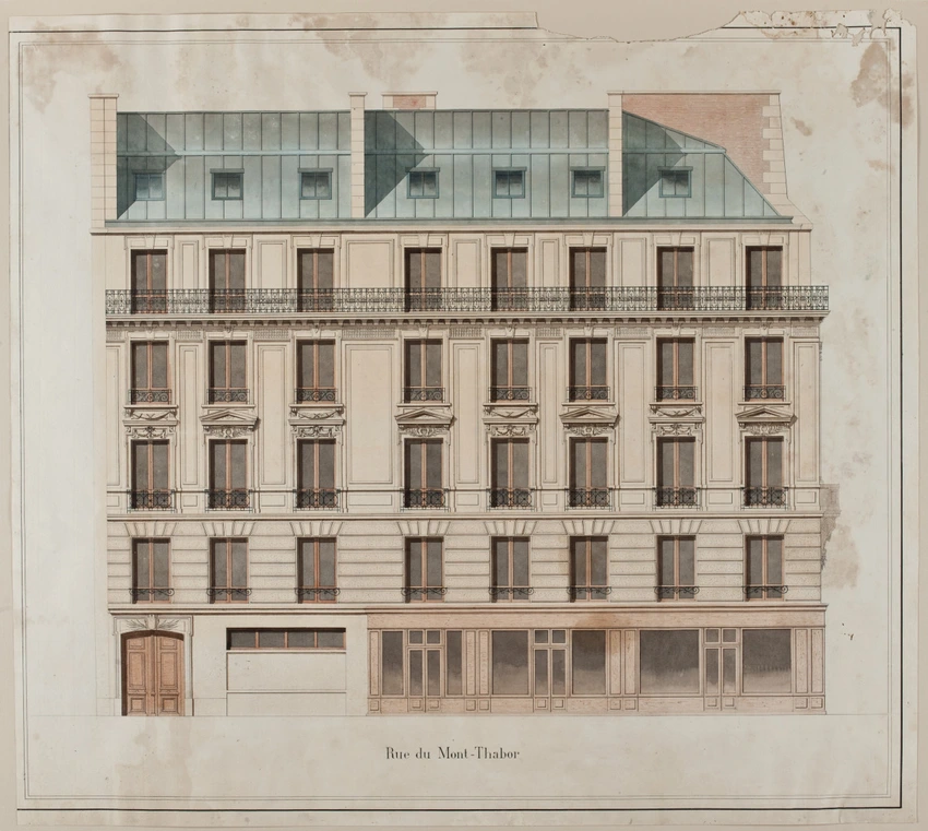 Propriété de Monsieur Dehaynin, 6 rue Cambon à Paris, élévation de la façade sur la rue du Mont-Thabor - Jules Sassiat