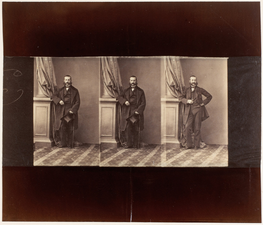 André Adolphe Eugène Disdéri - Colonel Pierre Boutourline en pied, en trois pose...