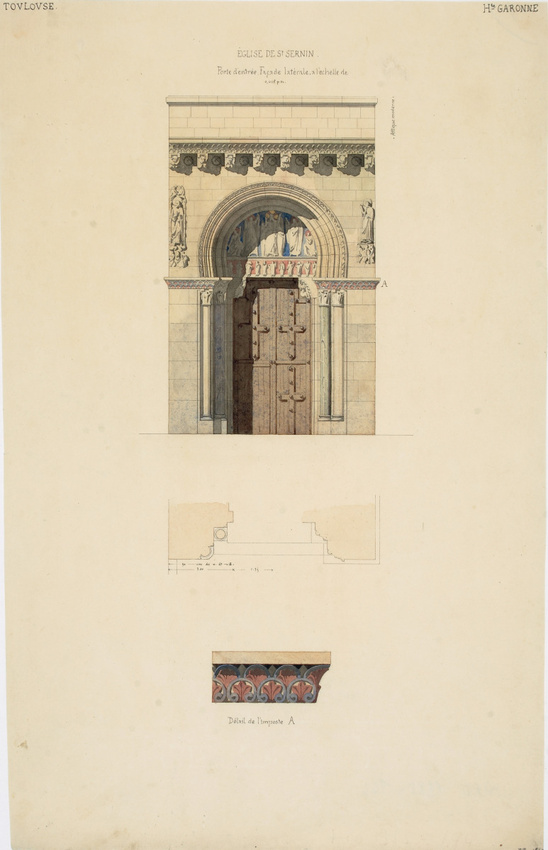 Victor Ruprich-Robert - Saint-Sernin de Toulouse, élévation de la porte latérale...