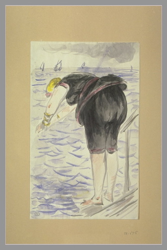 Edouard Manet - Femme en costume de bain noirs'apprêtant à plonger (1880)