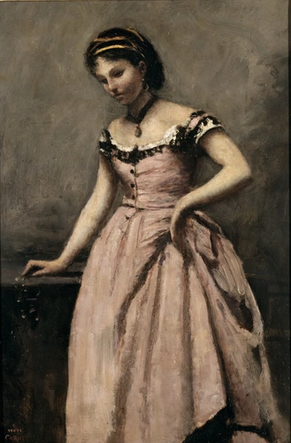Camille Corot - Jeune femme à la robe rose