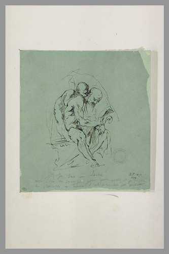 Jean-Baptiste Carpeaux - Figure penchée sur un homme assis : allégorie (?)