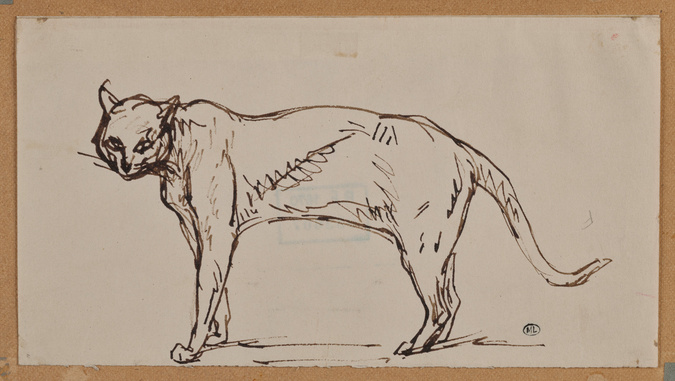 Théophile Alexandre Steinlen - Chat debout de profil à gauche