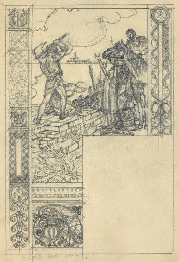 Eugène Grasset - Scène d'exécution capitale de l'antiquité romaine inscrite dans...