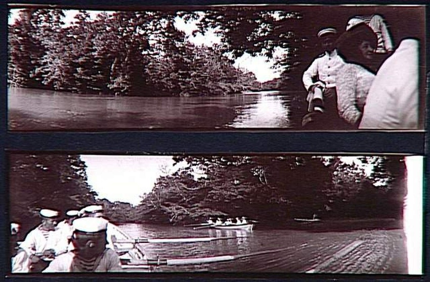 Philippe d' Orléans - Personnages dans un canot, sur un fleuve, Bulgarie