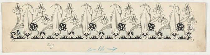 Louis Henri Poterlet - Frise décorative d'un même motif floral stylisé, répété s...