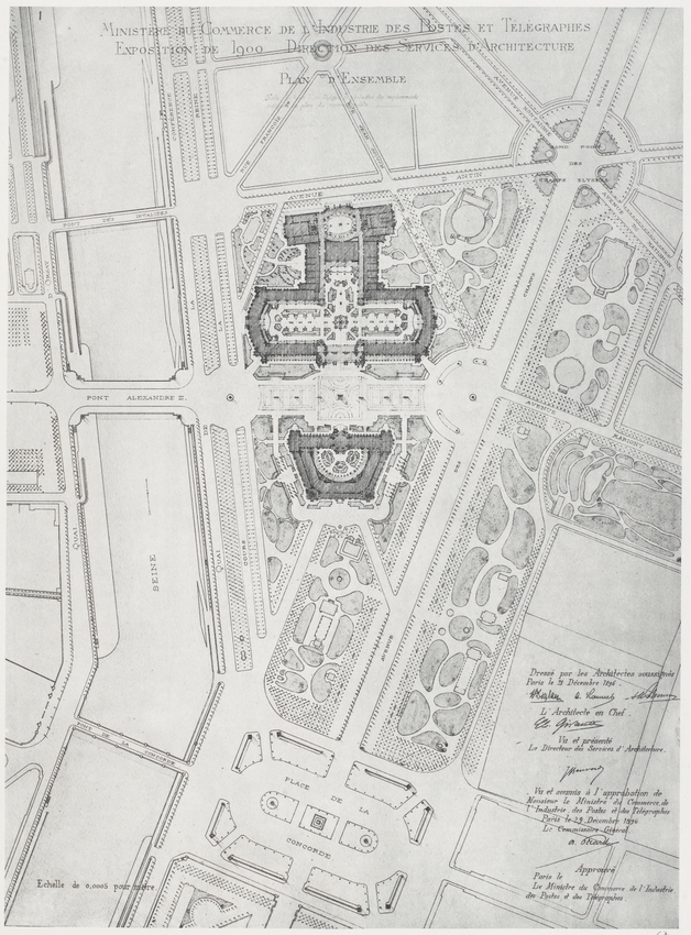 Charles Girault - Projet de 1896 pour le Grand Palais des Beaux-Arts, plan d'ens...