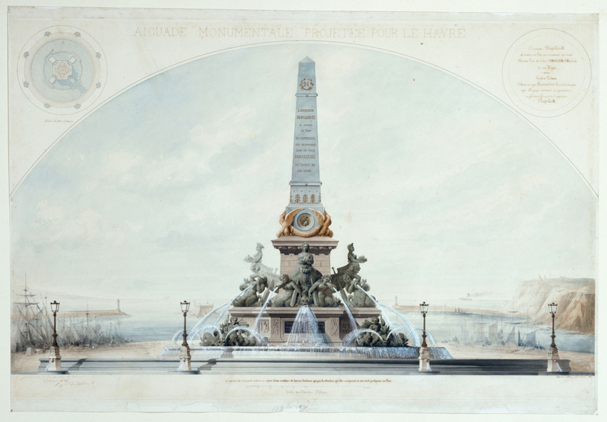 Edouard Villain - Projet d'aiguade monumentale pour la Ville du Havre, plan et é...