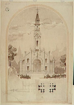 Hector Guimard - Beaux-arts : concours 2ème classe, Le portail d'une église de v...