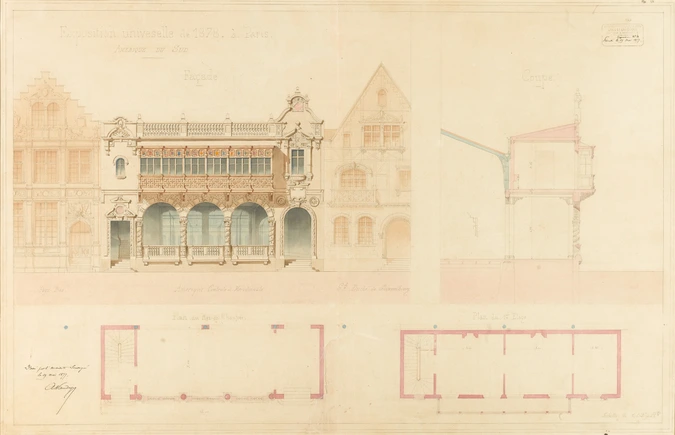 Alfred Vaudoyer - Exposition universelle de 1878 : projet de façade pour le pavi...