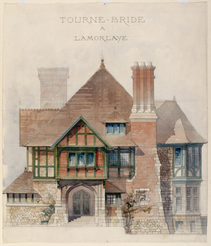 Stephen Sauvestre - Villa "Tourne-Bride" à Lamorlaye, élévation de la façade pri...