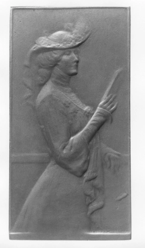 Abel Lafleur - Femme de profil droit, debout, coiffée d'un chapeau, lisant