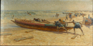 Marius Perret - Le Départ des pirogues pour la pêche à Guet n'dar au Sénégal