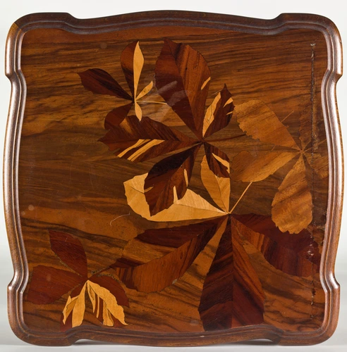 Emile Gallé - Sellette à double plateau, décor de feuilles de marronnier