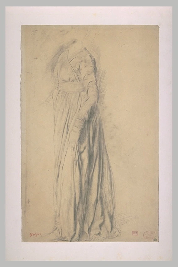Edgar Degas - Femme vêtue d'une longue robe, debout, de profil à gauche