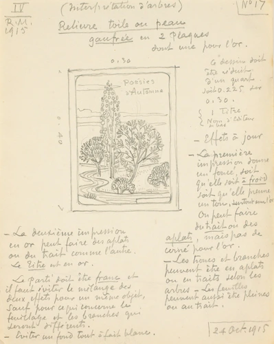 Eugène Grasset - Paysage pour une reliure en toile ou peau gaufrée