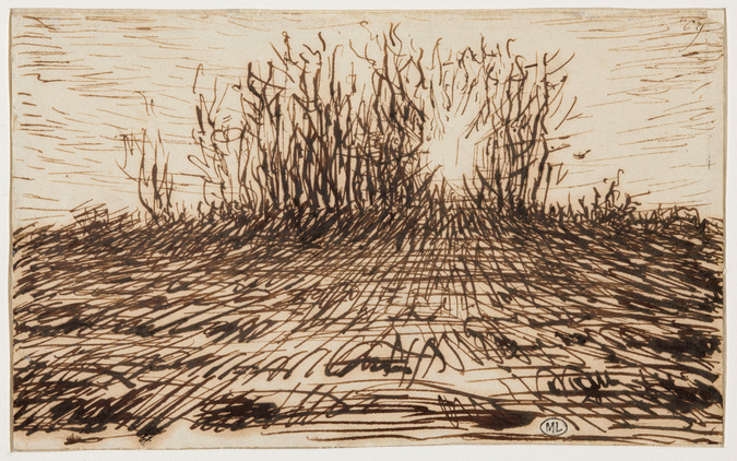 Jean-François Millet - Boqueteau transpercé par le soleil couchant au fond d'un ...